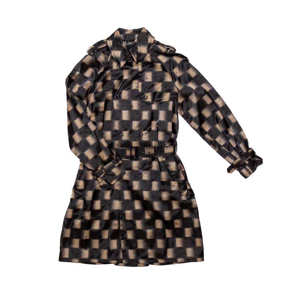 Rare Jean Paul Gaultier Femme Optical Illusion Check Trench Coat – Size L